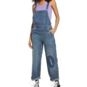 BDG Urban Outfitters Patchwork Blue Denim Jean Overalls Medium Indie Boho